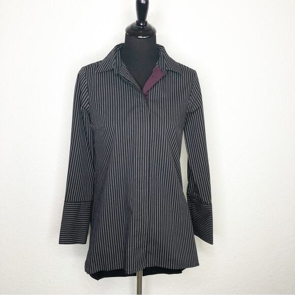 Soft Surroundings black white striped button down tunic top size Small - Picture 1 of 15
